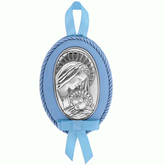 Medalion Maica Domnului Cu Pruncul Argint 8x11cm
