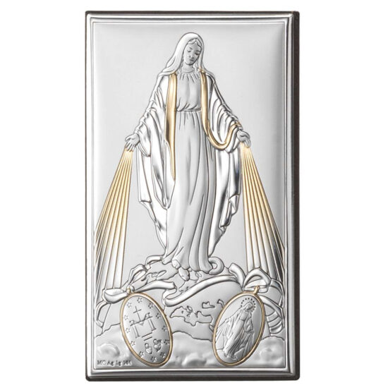 Icoana Argint Maica Domnului Medalia Miraculoasa 12x20cm