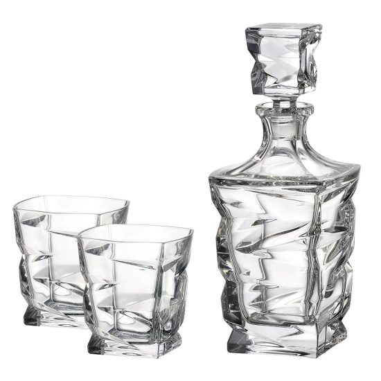 Set Pahare cu Decantor Cristal Bohemia Whisky Zig Zag