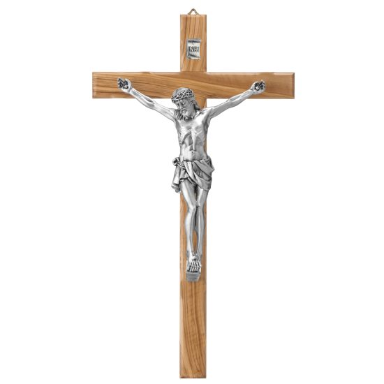 Cruce Lemn Maslin si Crucifix Argint 25cm Mat Patinat