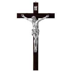 Cruce Lemn si Crucifix Argint 50 cm Mat Patinat