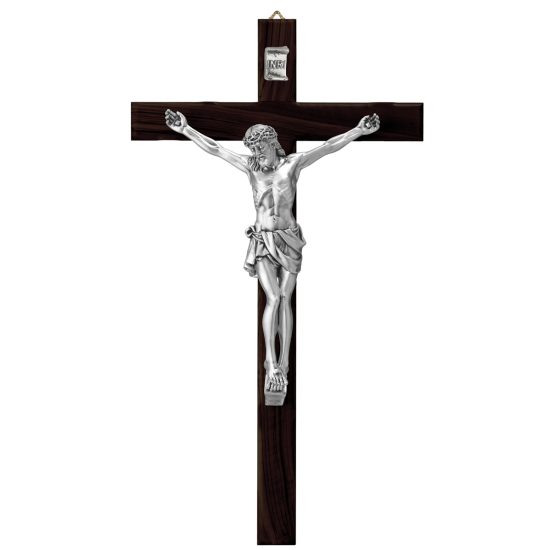 Cruce Lemn Maslin si Crucifix Argint 50 cm Satinat