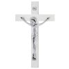 Cruce Lemn Alb si Crucifix Argint 47cm Mat Patinat