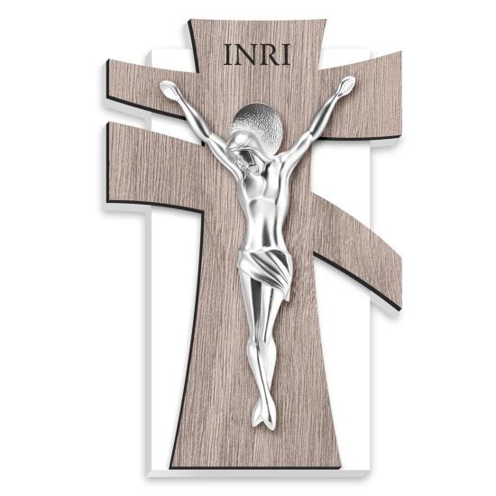 Cruce Lemn si Crucifix Argint 11x17cm