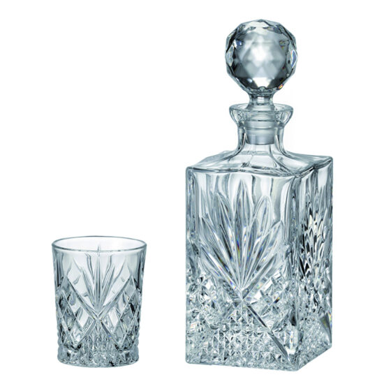 Set Pahare Cristal Bohemia cu Sticla Whisky Elington