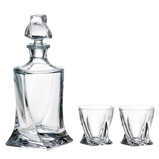 Set 2 Pahare Cristal Bohemia Whisky Cu Sticla Quadro